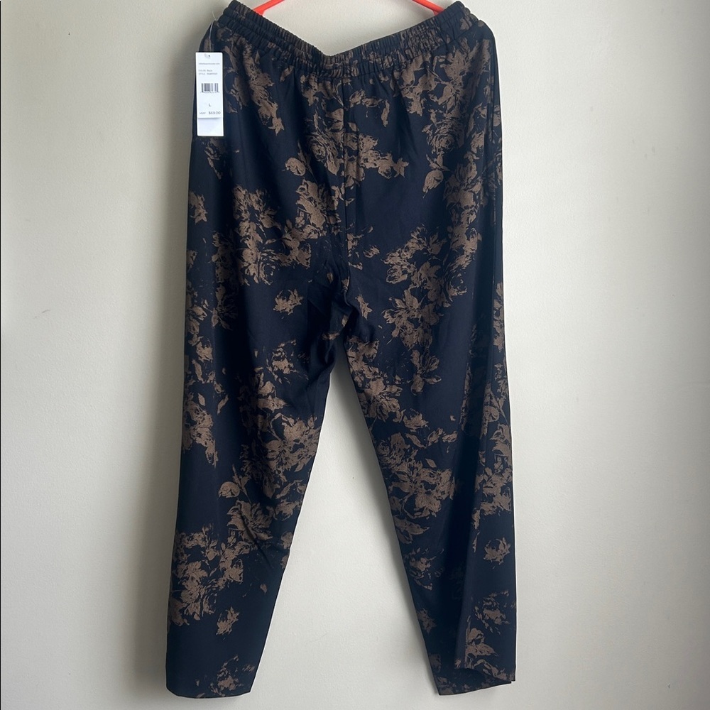 Rafaella black and gold print "the wide" polyester/elastane pants size large - Picture 3 of 6